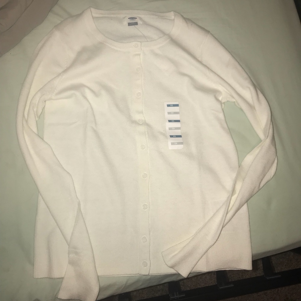 White sweater button up